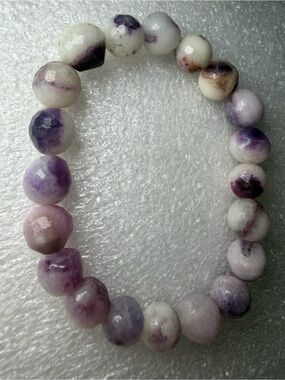 Stunning Faceted 9MM Purple Morado Opal Natural Crystal Bracelet
